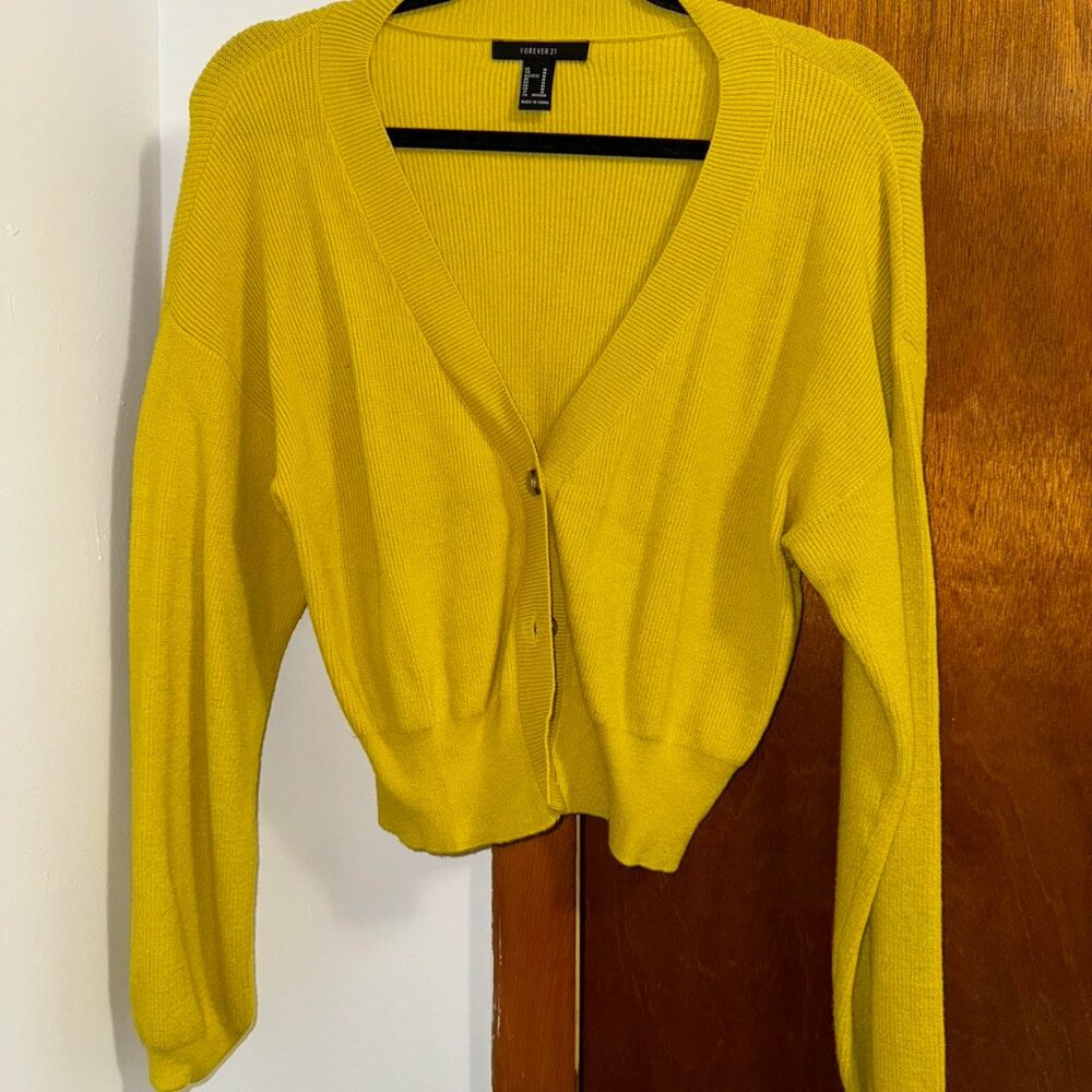 Yellow V Neck Cardigan